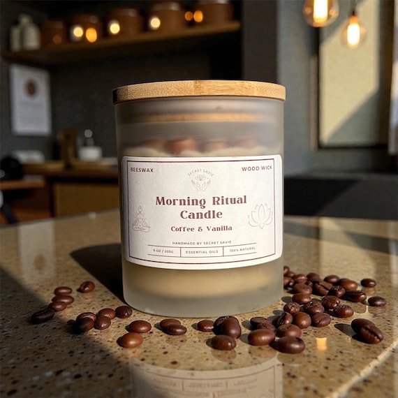 Morning Ritual – Beeswax & Coffee Vanilla Candle | 9 oz | Pure Beeswax or Luxe Lotion Candle