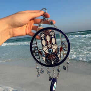 Hamsa Evil Eye Suncatcher - Crafted Protection Decor