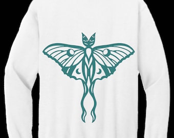 Customizable Unisex Crewneck Luna Moth Sweatshirt | Gift | Holiday Gift | Stocking Stuffer