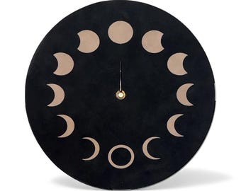 Personalized Moon Phase Faux Suede Clock
