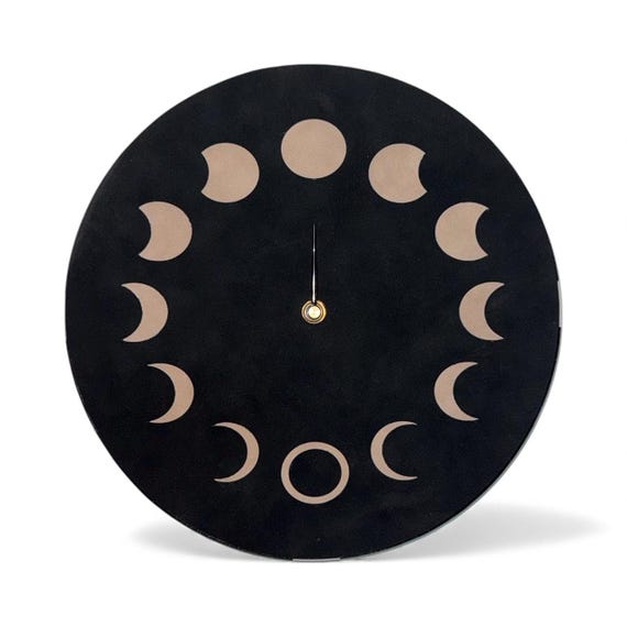 Personalized Moon Phase Faux Suede Clock