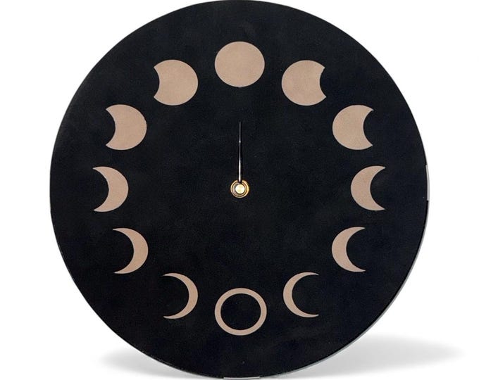 Featured listing image: Personalized Moon Phase Faux Suede Clock