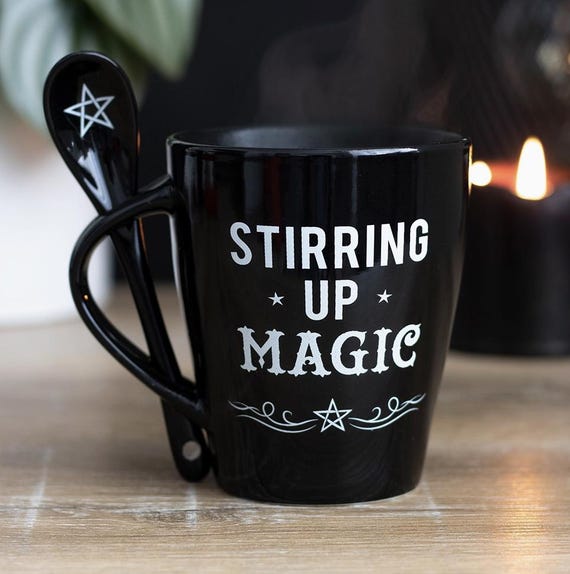 Stirring Up Magic Mug and Spoon Set: Witchy Halloween Decor
