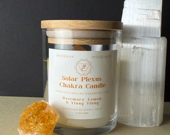 Solar Plexus Chakra Beeswax Candle – Manipura Fire (4 oz, Reiki-Infused)