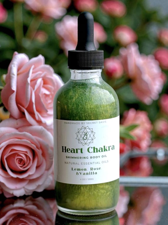 Heart Chakra Shimmering Body Oil – Love & Compassion Elixir (4 oz / 120 ml)
