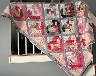 A Scrappy Log Cabin Heart Block Pattern PDF