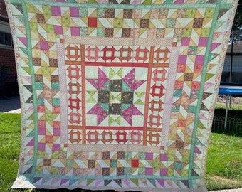 Stars Around Medallion Quilt Pattern