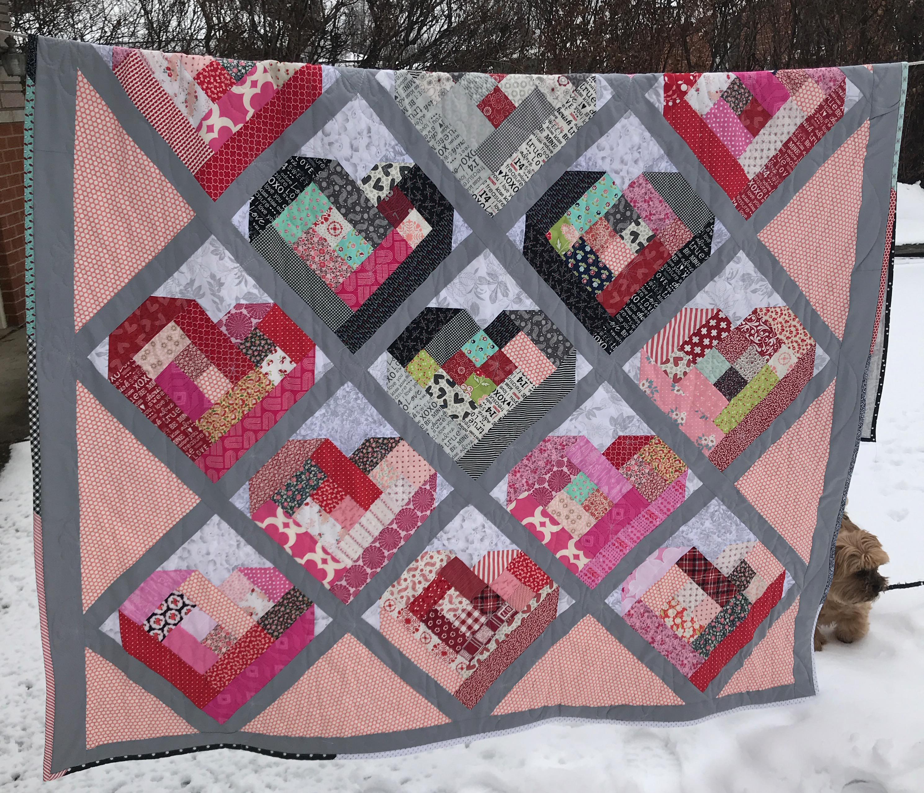 A Scrappy Log Cabin Heart Block Pattern PDF - Etsy