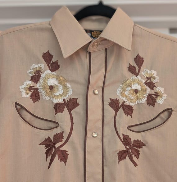 Vintage 1970s Kenny Rogers Western Shirt, Western wear, Cowboy Aesthetic, Roses Pattern, Western Chic
