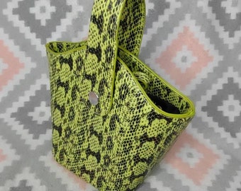 lime green snakeskin purse