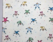 Swaddle Baby Receiving Blanket, 40 x 35 , Single Layer, Cream Blanket, Jumping Babies, Flannel Swaddle, Baby Blanket