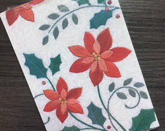 Hallmark Christmas Postcards Set of 10, Vintage Holiday Postcards, Poinsettia Embroidery Pattern