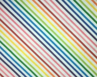 Rainbow Striped Flannel Fabric By The Yard, Red Yellow Blue White Pink Orange Purple, children's prints Flannel