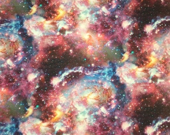 One Yard of Celestial Cotton Fabric, Quilting Fabric, Blue Pink Purple Yellow theme Fabrics, Quilting Cotton, 36 inch Piece, BTY