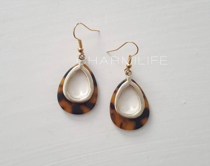 Acetate earrings tortoise shell earrings statement earrings gold earrings acrylic earrings dangle earrings for women birthday gifts