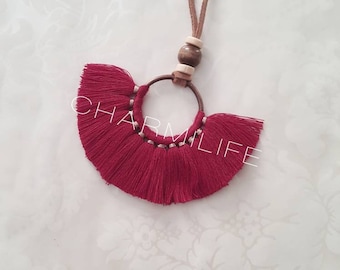 Red tassel necklace statement necklaces for women fan tassel necklace fringe tassel necklace long boho necklace bohemian necklace fall gifts