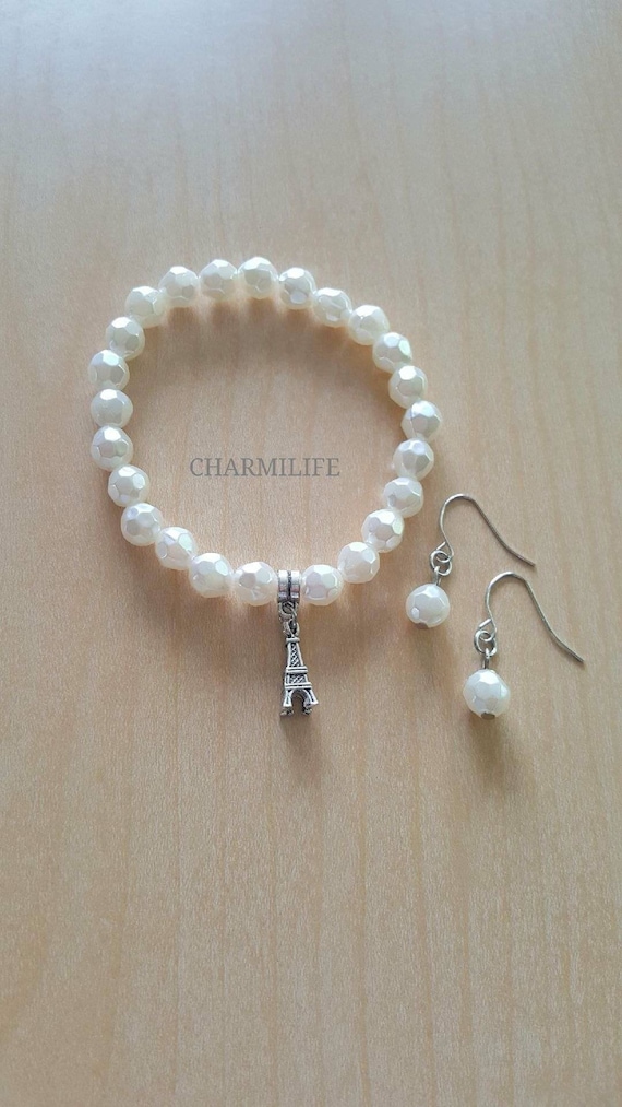 Pearl and Eiffel Tower Charm