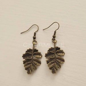 Bronze leaf earrings, dangle earrings for women, vintage earrings, boho earrings, rustic wedding, leaves earrings, gifts for women spring