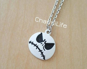 Christmas gosh necklace white angry gosh charm necklace minimalist layered necklace everyday necklace simple gothic gifts Halloween jewelry