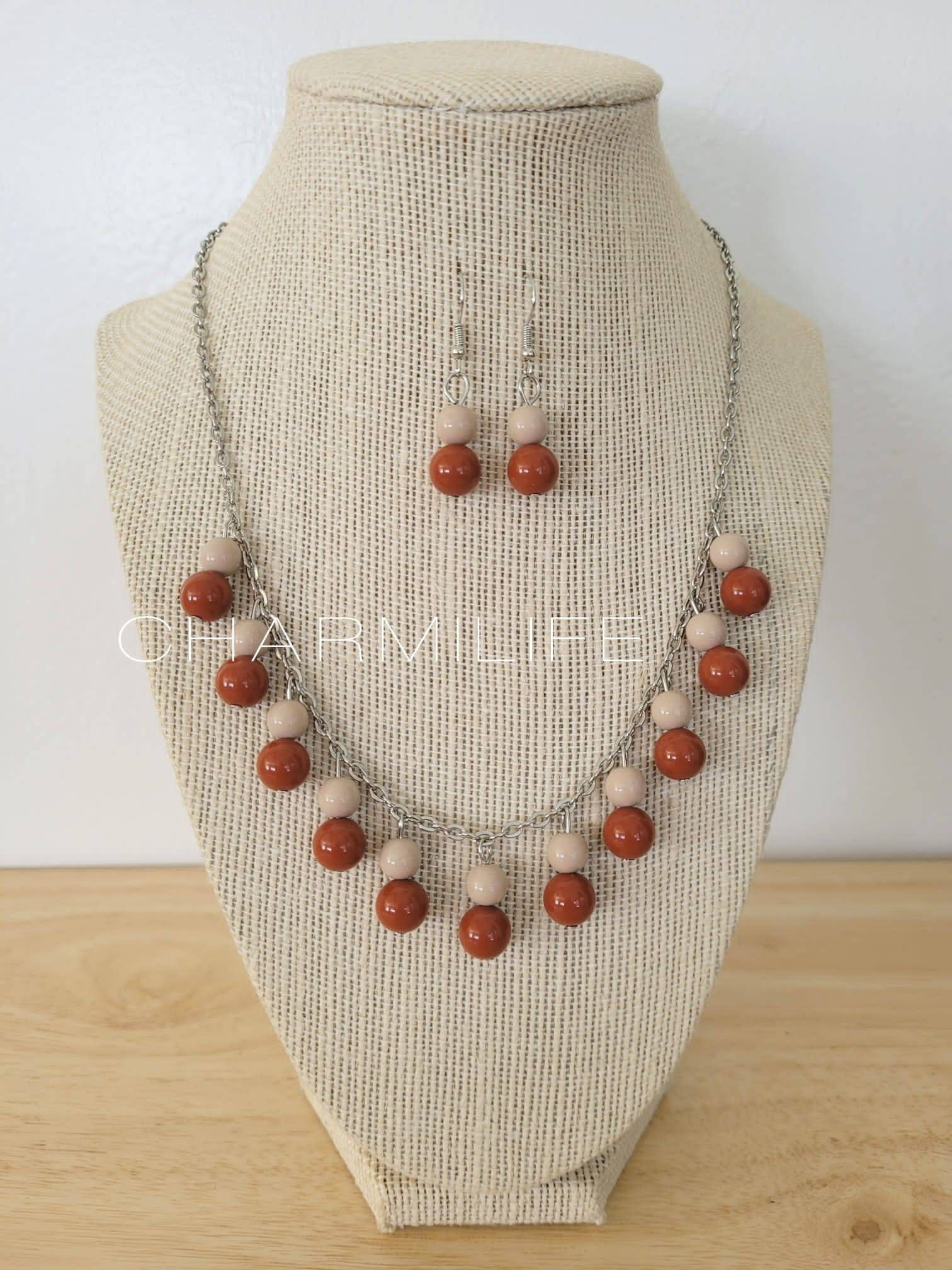Brown Single discount 91% NoName Beaded brown necklace WOMEN FASHION Accessories Costume jewellery set Brown 