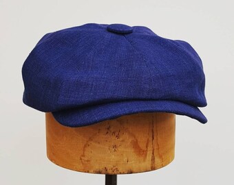Grey Linen 8 panel bakerboy,newsboy,peaky blinder,cheese cutter 1920s Summer cap