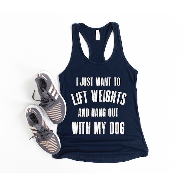 Weights and Dog Tank | Workout Tanks for Women | Cute Workout Tank | Funny Workout Tank | Womens Workout Top | Racerback Tank | Dog Mom Gift