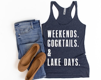 WEEKENDS COCKTAILS & Camping Tank | Camp Life | Camping Lover | Camping Tank Top | Camping Shirts for Women | Camp Decor