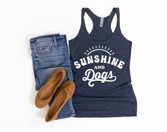 Sunshine and Dogs Tank | Dog Mom | Tank Tops for Women | Dog Lover Gift | Dog Mom Shirts | Tank Tops for Women Dogs