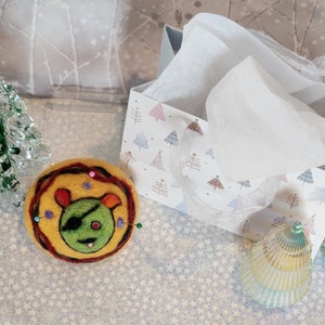 100% New Wool Felted Pincushion/Lightweight Paperweight - A Cute Monster