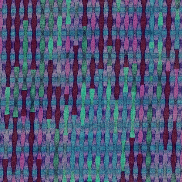 Hoffman Rare OOP Fabric, Pablo's Puzzle, Jewel-tone Geometric Design, Purple, Green, Turquoise, Fuchsia, by / HALF yard