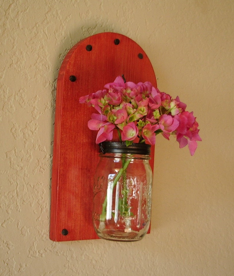 Mason Jar Wall Sconce Red Etsy