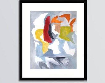 Abstract Acrylic Painting 14"x11" on Heavy Paper – Signed, Certificate Included
