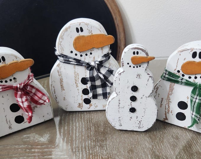 Rustic snowman decor, wood distressed snowman, repurposed wood decor for winter