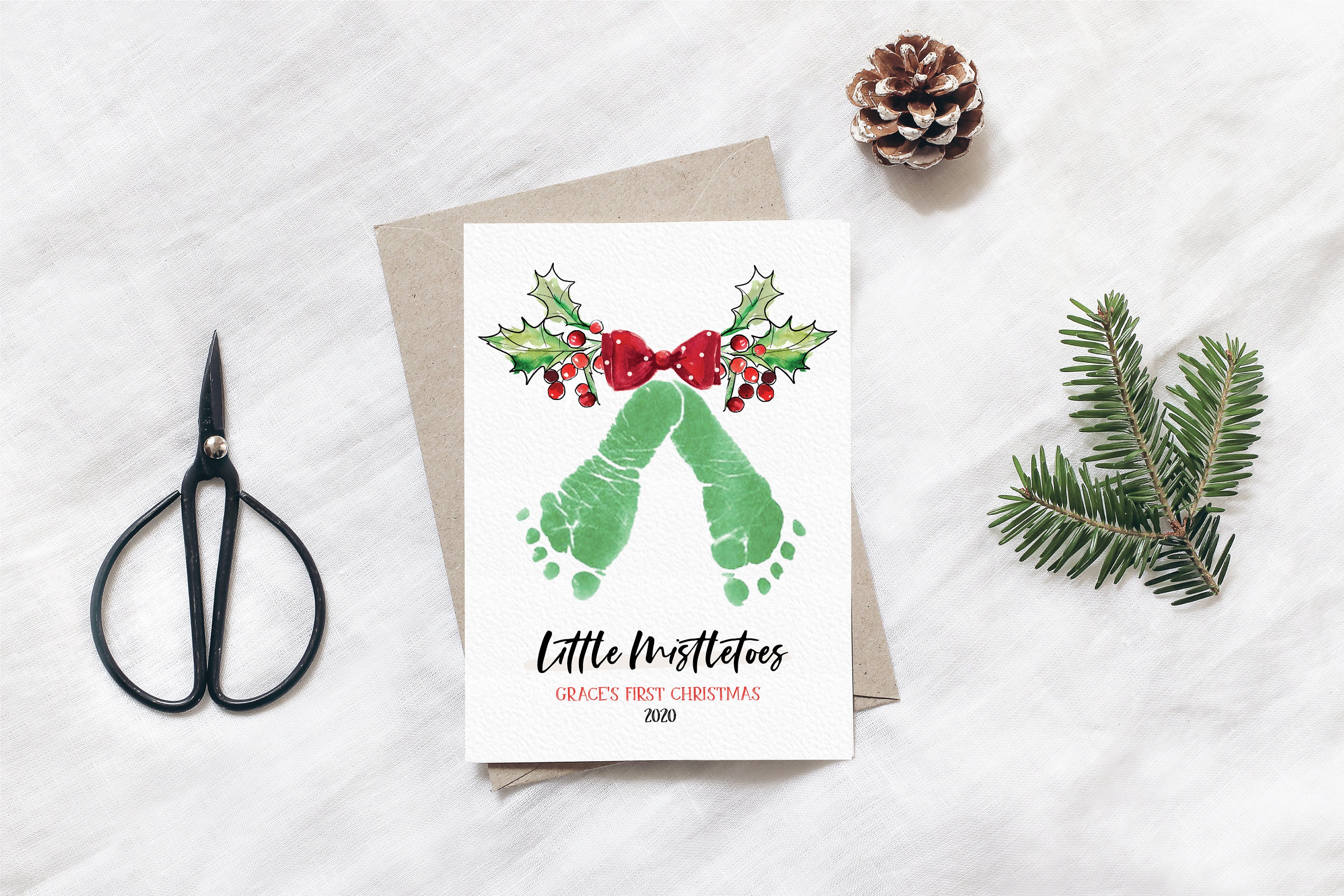 Personalised Mistletoes Baby s First Christmas Card Children s
