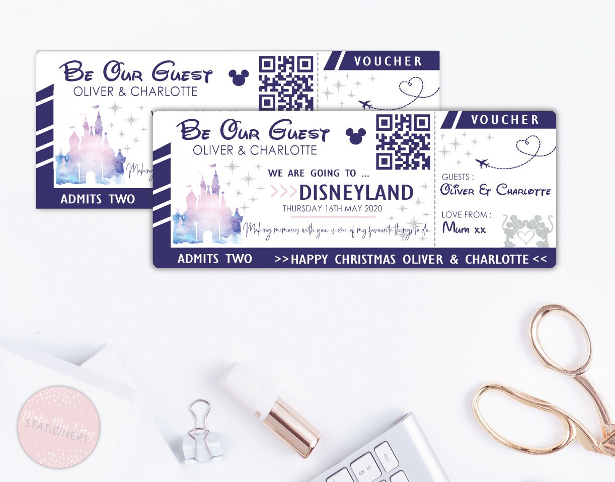 Personalised Disney / Disneyland Voucher Ticket / Airline Etsy