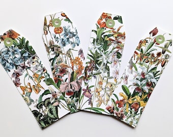 Floral botanical bookmarks made of paper