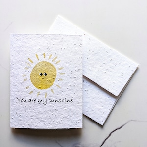 Sol aquarela em papel semente plantável ou papel branco aquarela, você é meu raio de sol, cartão de amor, trocadilho engraçado, cartão de dia dos namorados