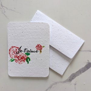 Roses aquarelles je t'aime sur du papier pour graines à planter ou du papier blanc aquarelle, bordures usées, saint-valentin, carte d'amour