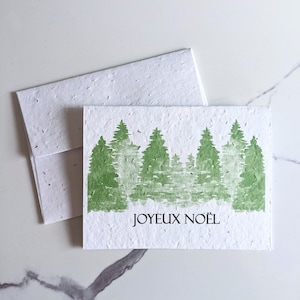 Enveloppe pour carte à planter graines de fleurs sauvages, forêt d'arbres de Noël sur papier blanc pour graines de fleurs sauvages, papier à planter, carte de Noël