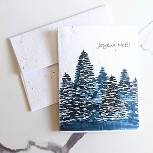 Enveloppe pour carte à planter graines de fleurs sauvages, forêt de pins bleus de Noël sur papier blanc pour graines de fleurs sauvages, papier à planter, carte de Noël