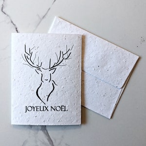 Enveloppe pour carte à planter, graines de fleurs sauvages, cerf sur papier blanc pour graines de fleurs sauvages, joyeux Noël, carte de Noël