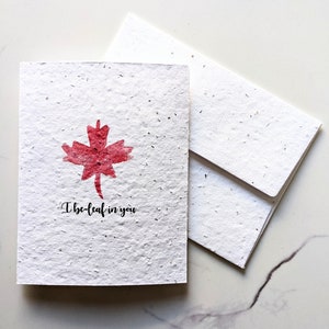 Feuille d'aquarelle sur du papier de graines à planter ou du papier blanc à l'aquarelle, je crois en vous, carte d'amour pour la Saint-Valentin, jeu de mots amusant, carte d'encouragement