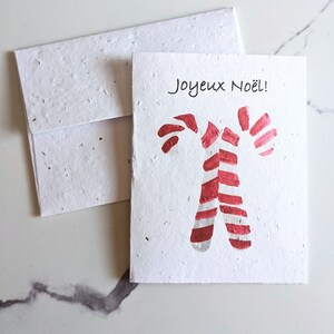 Cannes de bonbon aquarelle sur papier de graines à planter ou papier blanc aquarelle, carte de Noël de vacances