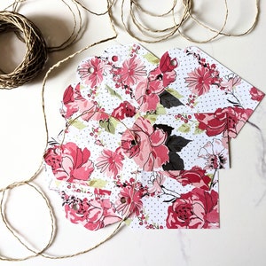 Étiquettes-cadeaux roses en papier recyclé lot de 18 étiquettes