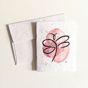 Enveloppe pour carte à planter, graines de fleurs sauvages, libellule aquarelle sur papier de graines blanc, papier de graines à planter, carte d'anniversaire, carte de remerciement
