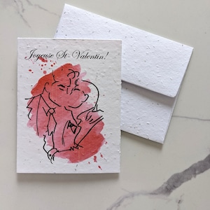 Valentines day card, Love card, Romantic men couple on plantable seed paper or watercolor white paper, gay couple, wedding card, anniversary