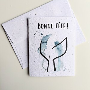 Joyeux anniversaire queue de baleine, joyeux anniversaire sur du papier de graines à planter ou du papier blanc aquarelle, carte respectueuse de l'environnement animal