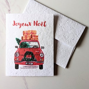 Carte de Noël remplie de pin et de cadeaux sur du papier de graines à planter ou du papier blanc aquarelle, carte de Noël de vacances
