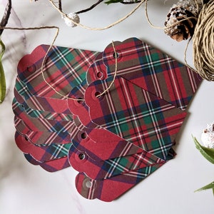 Étiquettes-cadeaux à carreaux en papier recyclé lot de 18 étiquettes