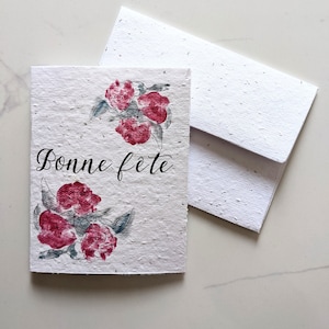 Geburtstagskarte Aquarell Blumen auf pflanzbarem Saatpapier oder Aquarellweißpapier, Geburtstagswünsche